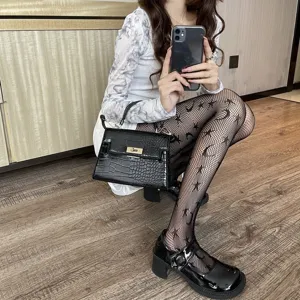Damen Lolita Stern Und Mond Netzstrumpfhose Hohl Ausgeschnittene Maschenstrumpfhose Vintage Stern Mond Muster Strümpfe Für Party Alltag