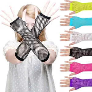 Damen Fingerlose Netz Armstulpen Lange Mesh Armwärmer Aushöhlung Sonnenschutz Handschuhe Für Party Clubwear Täglich Accessoires