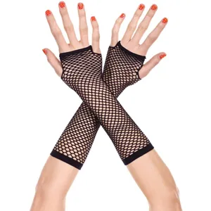Damen lange schwarze Netz Fingernagellose Handschoene Sonnenschutz Armstulpen Sommer