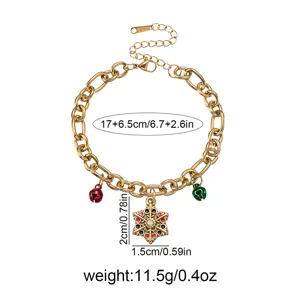 Christmas snowflake enamel stainless steel bracelet detailed view showing pendant size and weight.