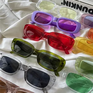 Vintage retro Rechteck Sonnenbrille farbige transparente Jelly Sonnenbrille Stil