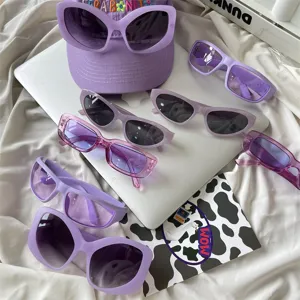 Helllila Oversize Sonnenbrille Damen Retro Cat-Eye Sonnenbrillen modisch im Detail