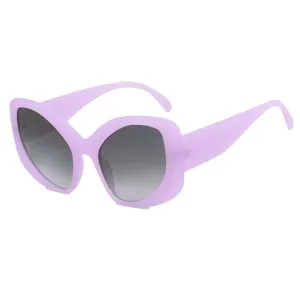 Uebergroesse hellviolette Katzenaugen Sonnenbrille Damen Retro Mode UV Schutz Brille