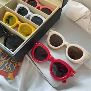 Klobige runde Sonnenbrille für Damen und Herren, stilvolle dicke Retro-Brille in vielen Farben.