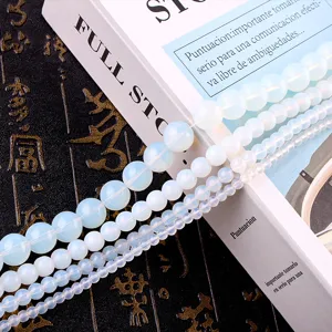 Milchweiße Opal-Rundperlen in verschiedenen Größen für DIY-Schmuck und Halsketten