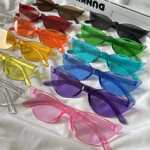 Bunte Gelee Katzenaugen Sonnenbrille Y2K futuristische Punk Party Brille transparente Bonbon