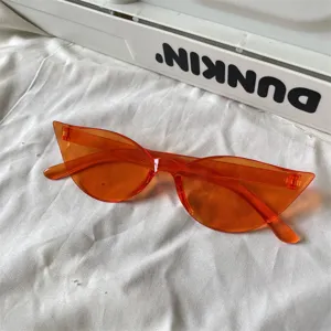 Orange transparente Cat Eye Sonnenbrille Y2K futuristische Punk Jelly Party Brille