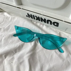 Transparente türkise Cat Eye Sonnenbrille Y2K futuristische Party Brille trendy style