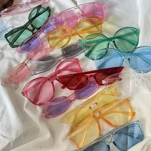 Bonbonfarbene Transparente Sonnenbrille Pilotenbrille Cat-Eye Y2K Dopamin-Stil Streetwear UV400 Brillen Für Frauen Party