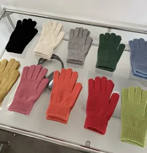 Herbst Winter warme Strickhandschuhe Touchscreen Fünffinger einfarbig süße Mode Alltag
