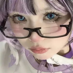 Cyberpunk Y2K Metal Half Frame Glasses Women Lolita Cosplay Retro Lower Half Frame Eyewear Fashion Party Decorative Glasses