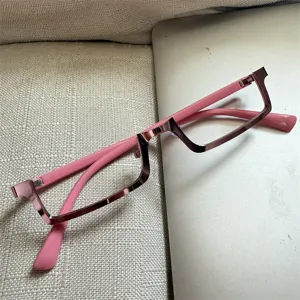 Cyberpunk Y2K half frame glasses, pink and wine red styling eyewear for cosplay and daily look.
