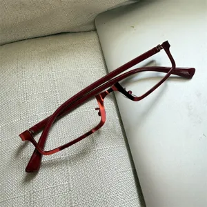 Cyberpunk Y2K wine red half-rim glasses stylish metal frame fashion eyewear cosmetic accessory