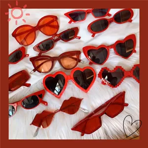 Neujahr Rot Koreanisch Oval Ins Trendige Sonnenbrille Für Damen Mode Red Shade Sonnenbrille Vintage Augenschutz Brille