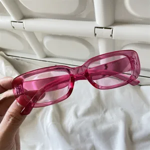 Rosa Gelee rechteckige Sonnenbrille fuer Damen und Herren, retro Mode Sonnenbrille Alltag