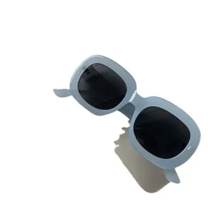 Trendige ovale Sonnenbrille in Hellblau, robuster Retro-Stil für Reisen und Alltag.
