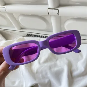 Modische retro lila rechteckige Sonnenbrille für Damen und Herren Y2K Hip Hop