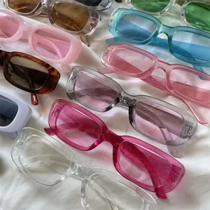 Retro Rechteckige Gelee Farbe Sonnenbrille Unisex Mode Trendige Y2K Streetwear Sonnenbrille Outdoor Brille