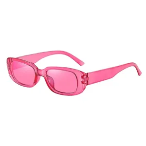 Rosa rechteckige Sonnenbrille Retro Jelly Stil Dopamin Ästhetik Streetwear Brille für Herren