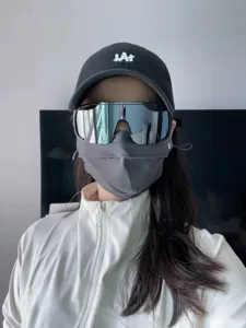 Große Radfahren Sport Sonnenbrille winddichte Brille mit Sonnenhut und Gesichtsmaske