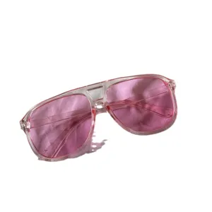 Rosa transparente Pilotenbrille Bonbonfarben Sonnenbrille Damen Streetwear Retro Brille