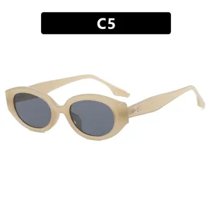 Retro ovale Sonnenbrille für Damen, milchkaffee farbene Trend Sonnenbrille UV-Schutz.