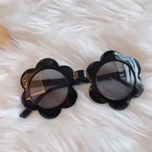 Schwarze Blumen Sonnenbrille retro runde Sonnenbrillen schicke UV Schutz Sonnenbrille