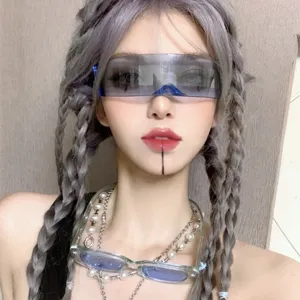 Futuristische Cyberpunk Visier Sonnenbrille für Damen und Herren, coole Sci-Fi Rave Party Brille.