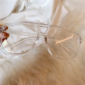 Transparente Oversized Pilotenbrille klarsicht Brillenrahmen Mode Accessoire fuer Damen