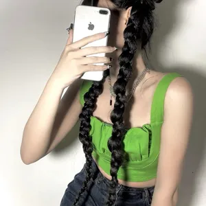 Fashionable black braided hair extensions twin ponytail hair accessories for women daily wear