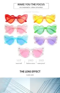 Glitzer Herz Sonnenbrille, modische transparente bunte Rahmen Party Brille für Damen.