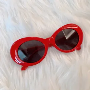 Retro rote ovale Sonnenbrille Vintage Katzenauge Sonnenbrille Party Mode Brille 1Stk