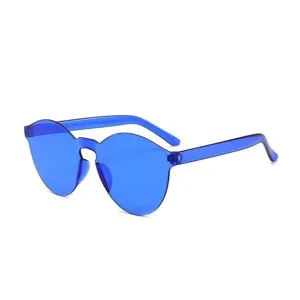 Blaue transparente rahmenlose Sonnenbrille stilvolle Katzenauge Party Brille Damen Trend.