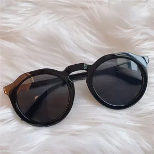 Schwarze Retro runde Sonnenbrille für Damen, Vintage Cat-Eye Sonnenbrille Detail Ansicht
