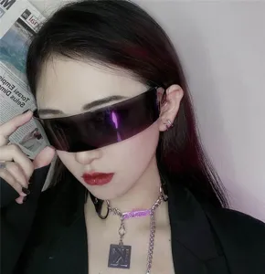 Futuristische Cyberpunk Visor Sonnenbrille für Damen, coole einteilige Brillen Modeaccessoire.