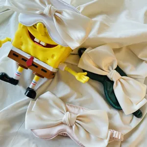 Masque de sommeil en satin avec nœud, doux respirant confortable pour sieste voyage 85