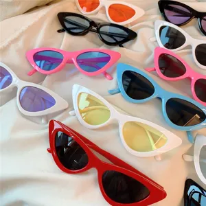 Retro schmale Katzenaugen Sonnenbrille für Damen, trendige bunte Dreieck Sonnenbrillen Streetwear.