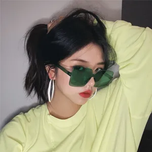 Trendy oversized square sunglasses for women, retro Harajuku style colored sun glasses.