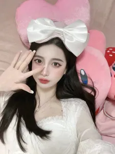 Joli bandeau nœud en satin blanc masque de sommeil lolita accessoire cheveux pour femme photo