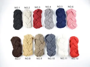 Einfarbiges Strick Stirnband für Damen, dickes geflochtenes Design für Alltag, 12 Farben.