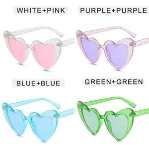 Harajuku Stil Herzform Glitzer Sonnenbrille Transparenter Bunter Rahmen Rosa Gläser Süße Getönte Brille Für Party Selfies Täglich Damen Accessoires