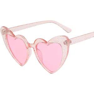 Rosa Glitzer Herz Sonnenbrille für Damen Mode süße Sonnenbrille für den Alltag Party Stil