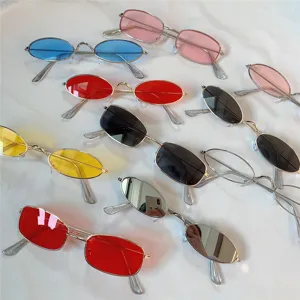 Vintage kleine Metall Sonnenbrille, retro ovale und eckige Sonnenbrillen für Damen und Herren.