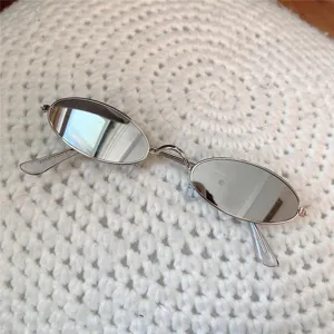 Vintage Mini Oval Metall Sonnenbrille Retro Kleine Fassung Sonnenbrillen Streetwear Brille