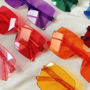 Colorful transparent oversized fashion sunglasses for women street style party chic