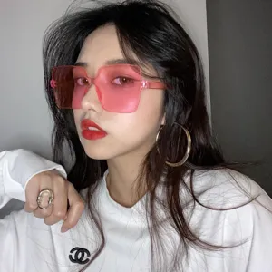 Vintage pink square sunglasses for women stylish street style oversized sun glasses trendy eyewear