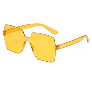 Oversized transparent orange fashion sunglasses for women, trendy street style sun glasses