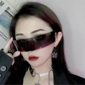 Futuristische Cyberpunk Visor Sonnenbrille für Damen, coole Sci-Fi Sonnenbrille neu.