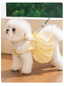 Schönes Sommer-Haustierkleid für kleine Hunde und Katzen mit Gänseblümchen-Dekor.