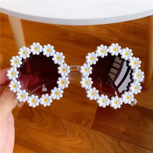 Daisy Flower Sunglasses Cute Round Sun Glasses Trendy Streetwear Eyewear For Women Girls
